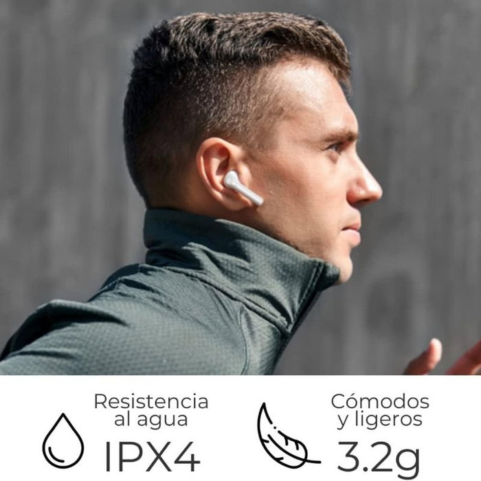 ZTE Buds 2 Auriculares Inalámbricos Bluetooth 5.3 con Estuche de Carga - 25 Horas de Autonomía, Resistencia al Agua IPX4, Control Táctil, Blancos - EB64G-W
